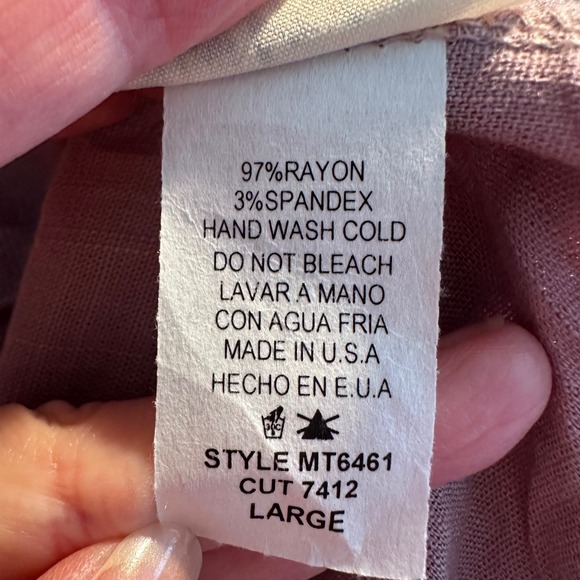 Three Bird Nest Ruffle V Neck Top Blouse Size L Mauve Pink Oversized Boho NEW - Picture 8 of 8